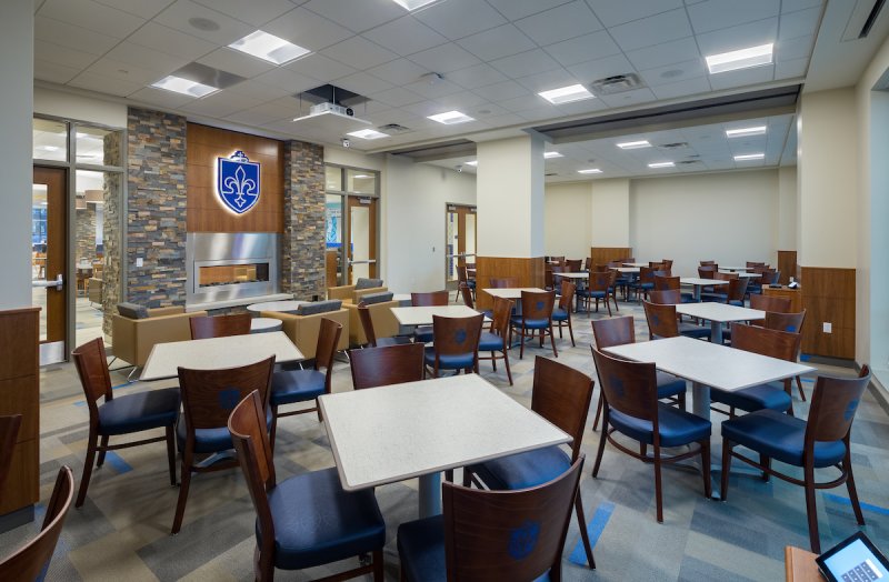 A dining area in Saint Louis University's Grand Hall.