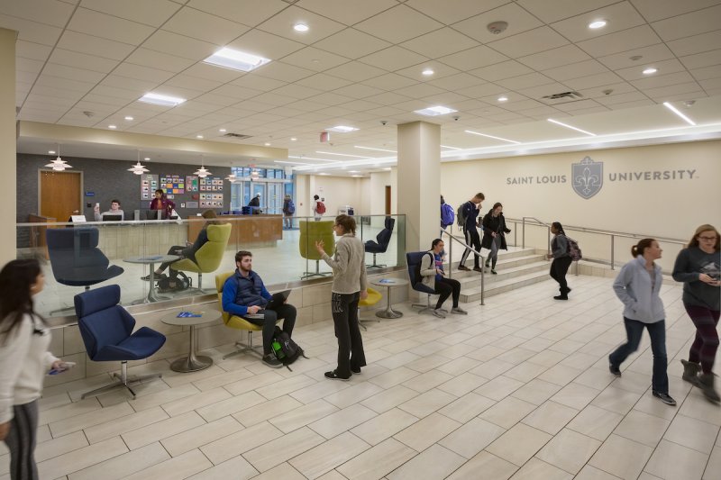 The lobby of Saint Louis University's Grand Hall.