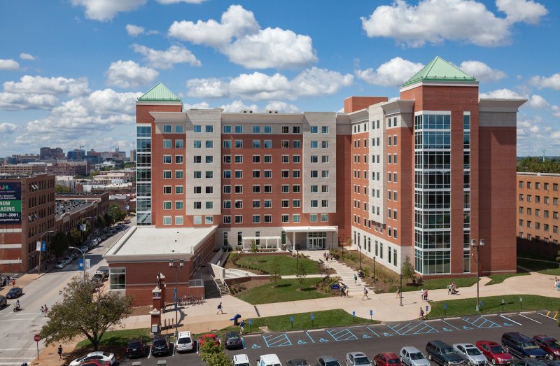 Saint Louis University's Spring Hall is home to 454 first- and second-year students on eight floors.